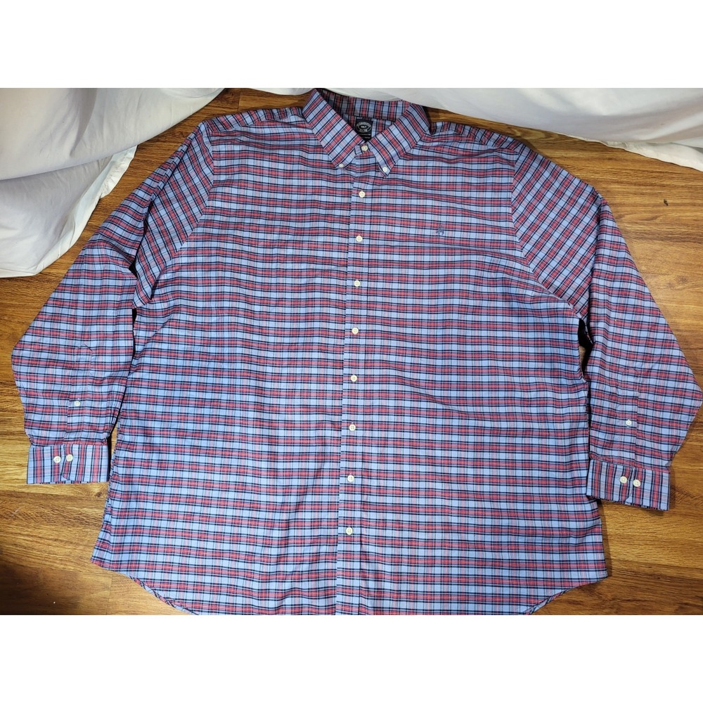 Brooks Brothers Shirt Men's 4XLT Button-Down Long Sleeve Plaid The Original Polo